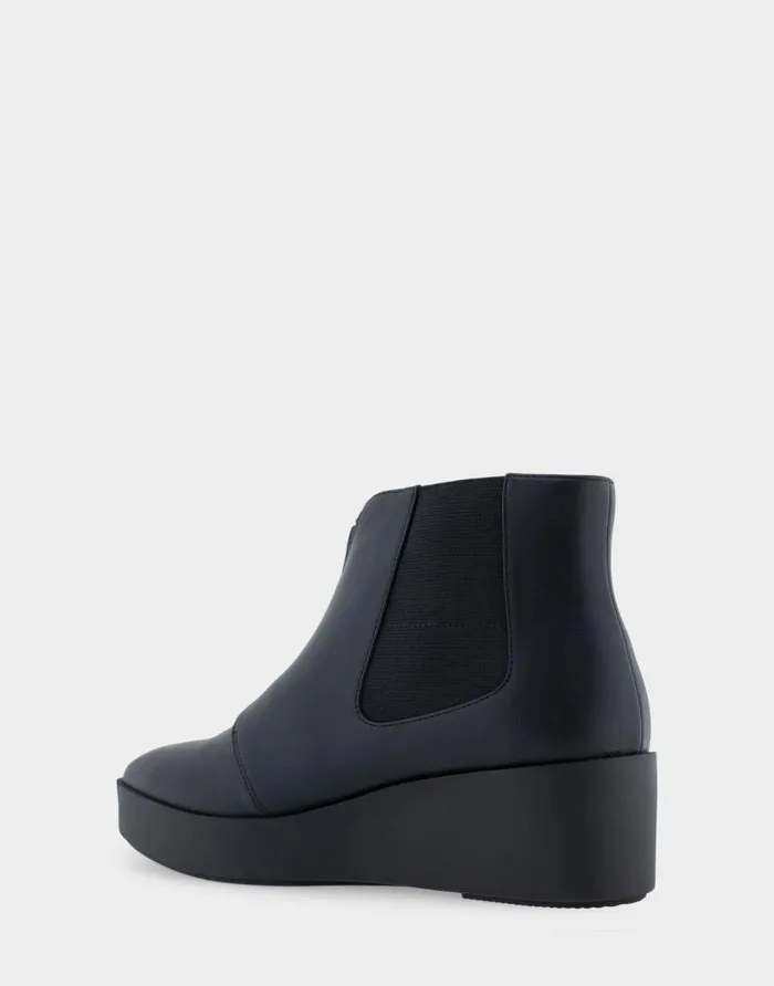 Aerosoles Comfortable Women039s Wedge Heel Ankle Boot In Black Faux Leather Black Faux Leather Women Ankle Boots