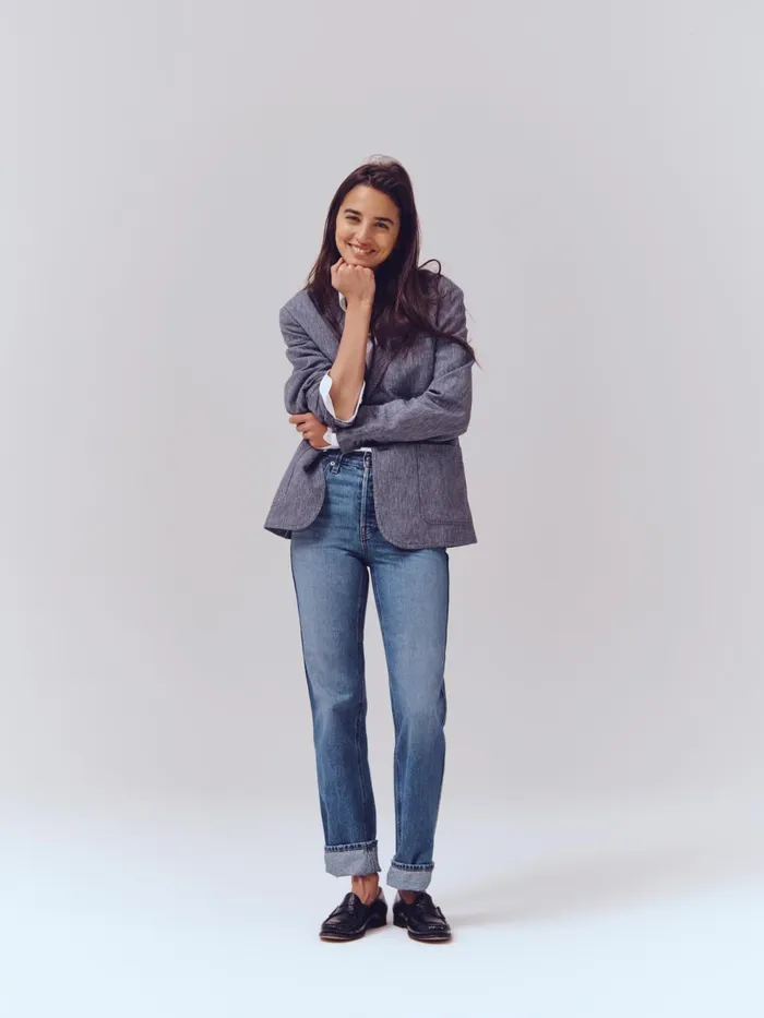 Alex Mill Denim Women The Carla High Rise Straight Vintage Medium Indigo