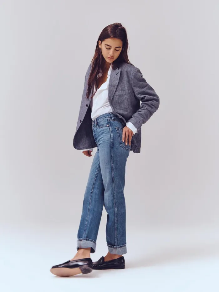 Alex Mill Denim Women The Carla High Rise Straight Vintage Medium Indigo