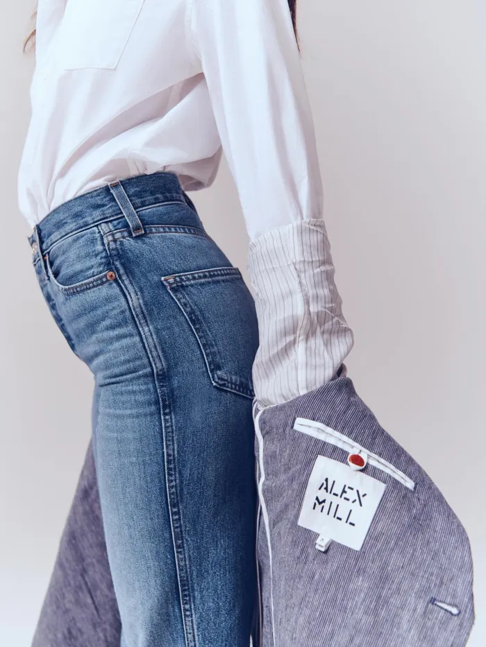 Alex Mill Denim Women The Carla High Rise Straight Vintage Medium Indigo