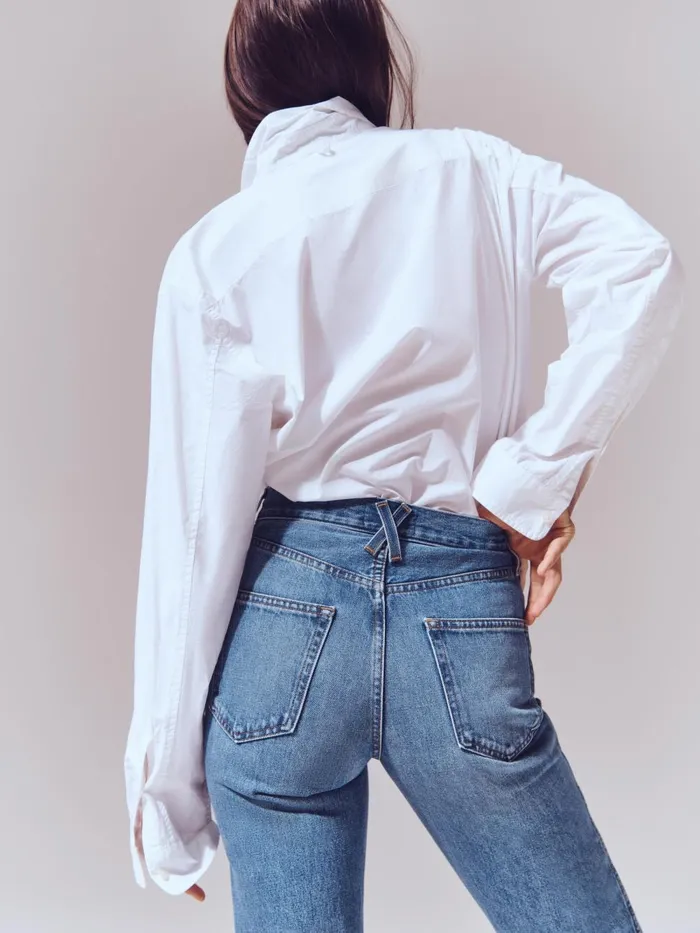 Alex Mill Denim Women The Carla High Rise Straight Vintage Medium Indigo