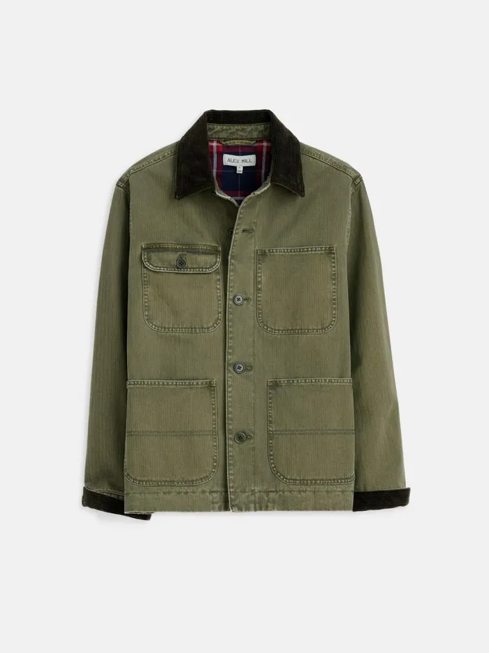 Alex Mill Jackets Coats Men Lined Work Jacket In Cotton Herringbone Field Olive