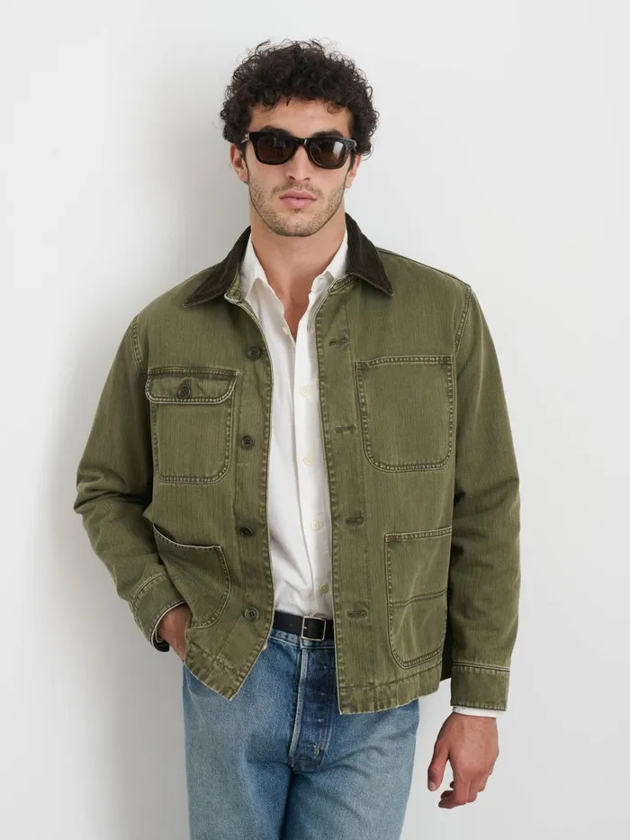 Alex Mill Jackets Coats Men Lined Work Jacket In Cotton Herringbone Field Olive