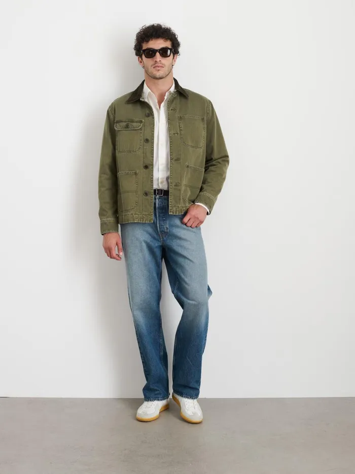 Alex Mill Jackets Coats Men Lined Work Jacket In Cotton Herringbone Field Olive