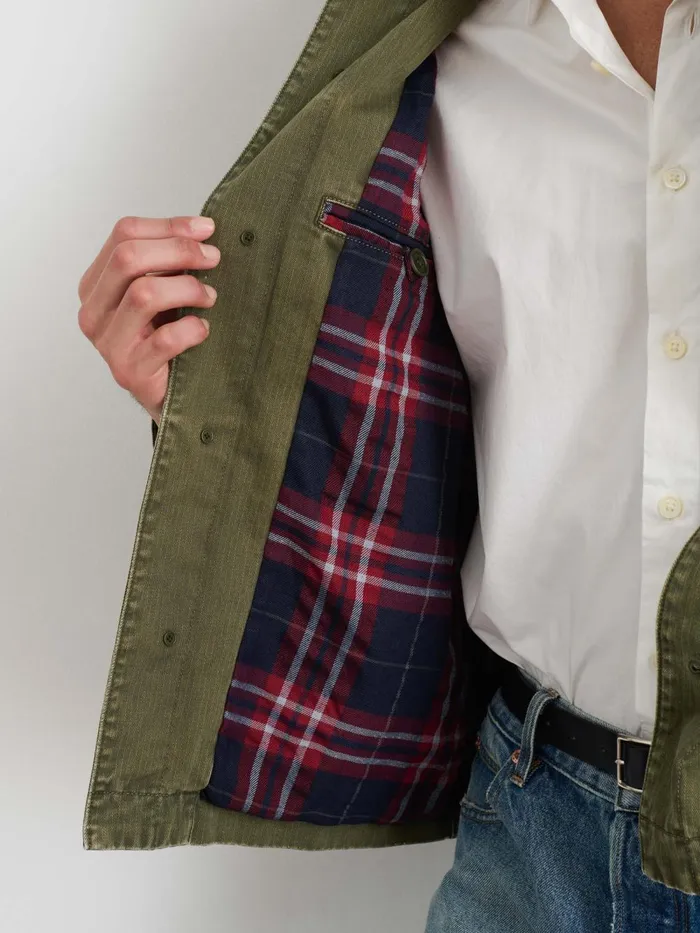 Alex Mill Jackets Coats Men Lined Work Jacket In Cotton Herringbone Field Olive