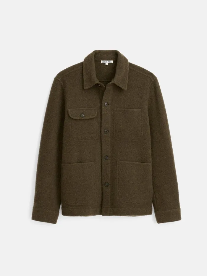 Alex Mill Jackets Coats Men Work Jacket In Boiled Wool Heather Olive