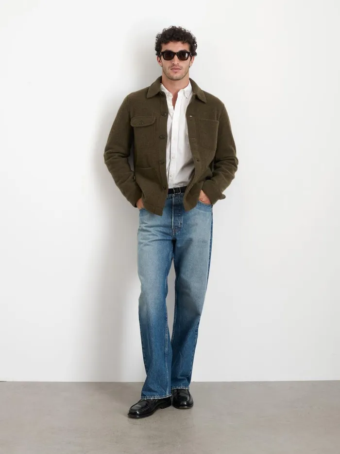 Alex Mill Jackets Coats Men Work Jacket In Boiled Wool Heather Olive Alex Mill Jackets Coats Men Work Jacket In Boiled Wool Heather Olive