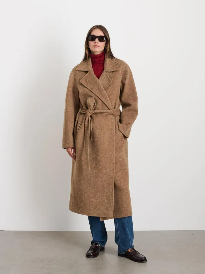 Alex Mill Jackets Outerwear Women Georgia Wrap Coat In Wool Alpaca Camel