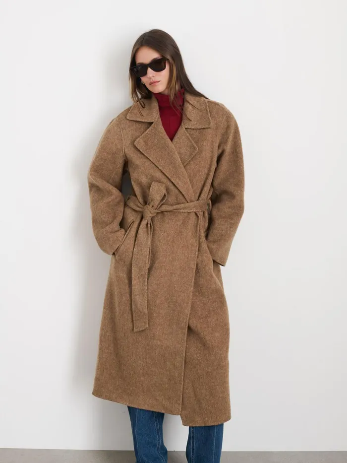 Alex Mill Jackets Outerwear Women Georgia Wrap Coat In Wool Alpaca Camel
