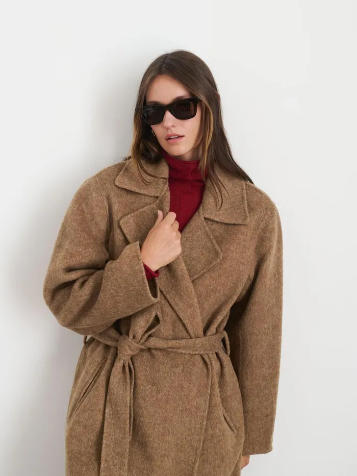 Alex Mill Jackets Outerwear Women Georgia Wrap Coat In Wool Alpaca Camel