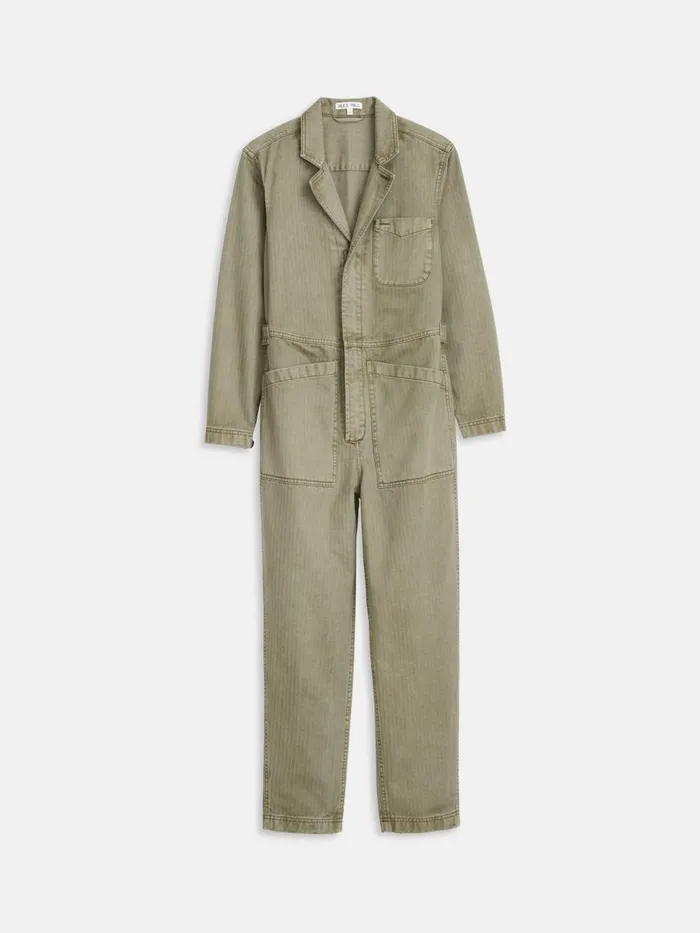 Alex Mill Jumpsuits Women Standard Zip Jumpsuit In Herringbone Vintage Olive