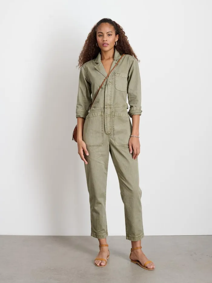 Alex Mill Jumpsuits Women Standard Zip Jumpsuit In Herringbone Vintage Olive