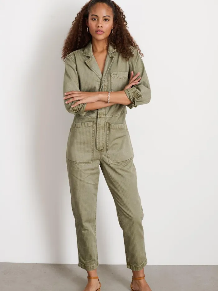 Alex Mill Jumpsuits Women Standard Zip Jumpsuit In Herringbone Vintage Olive