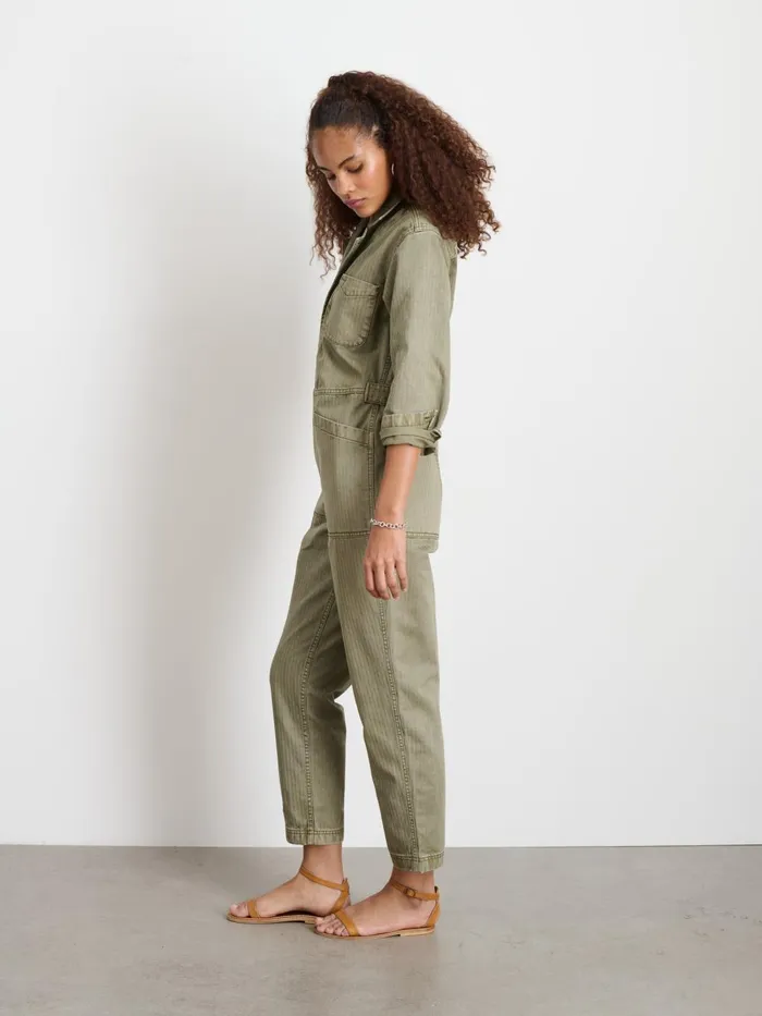 Alex Mill Jumpsuits Women Standard Zip Jumpsuit In Herringbone Vintage Olive