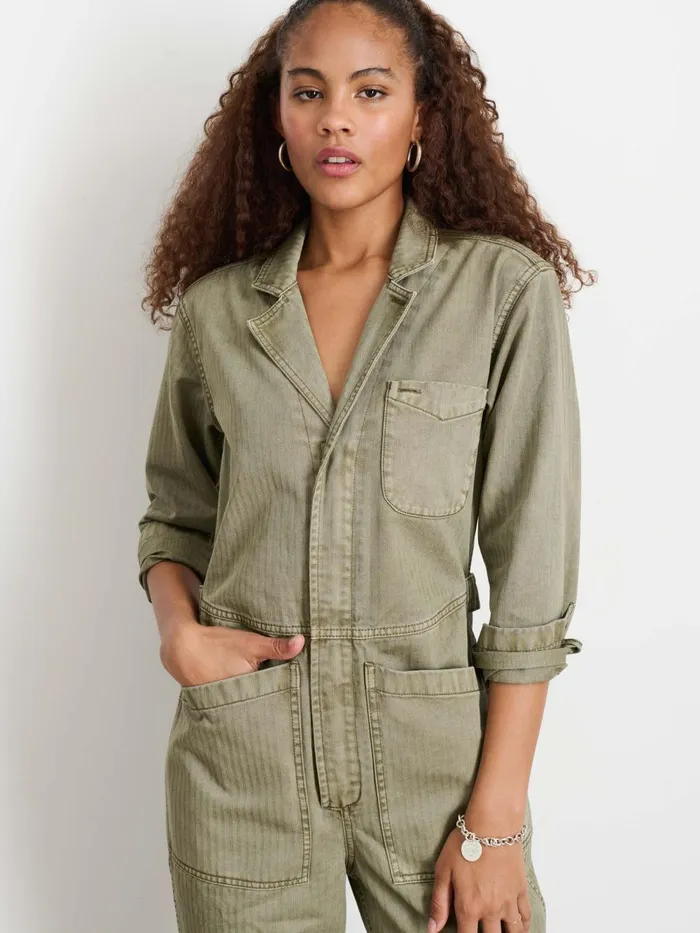 Alex Mill Jumpsuits Women Standard Zip Jumpsuit In Herringbone Vintage Olive