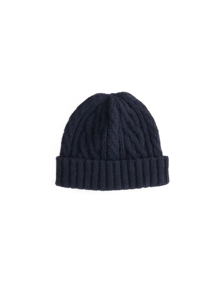 Alex Mill Men Aran Cable Beanie In Wool Navy