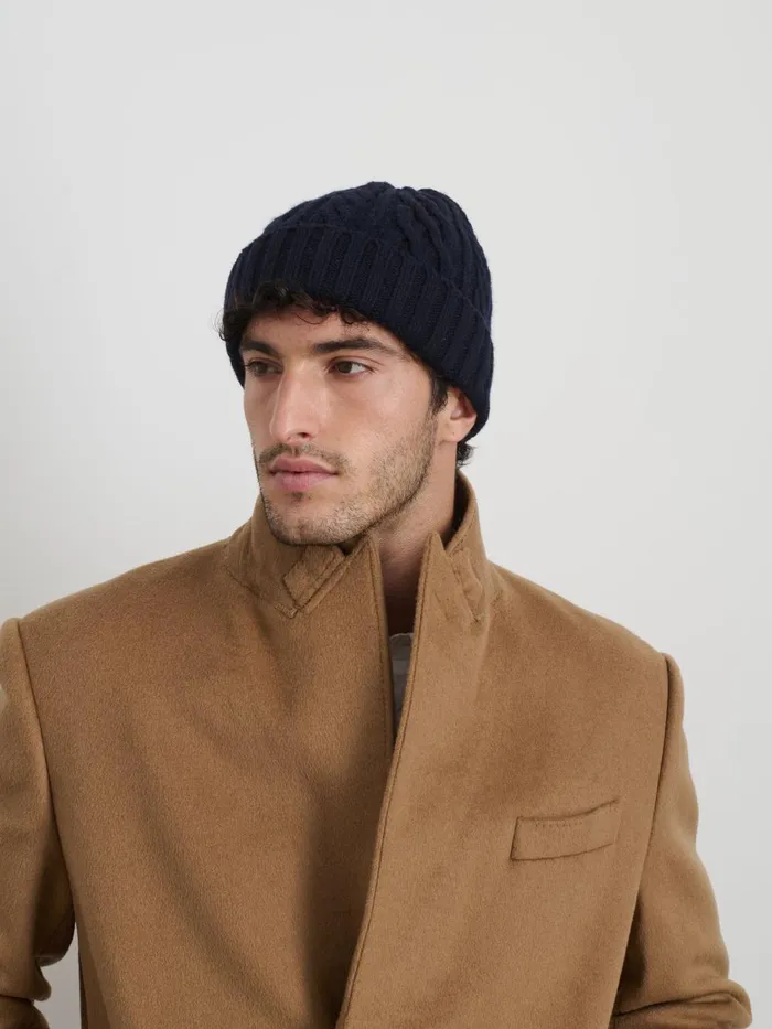 Alex Mill Men Aran Cable Beanie In Wool Navy Alex Mill Men Aran Cable Beanie In Wool Navy