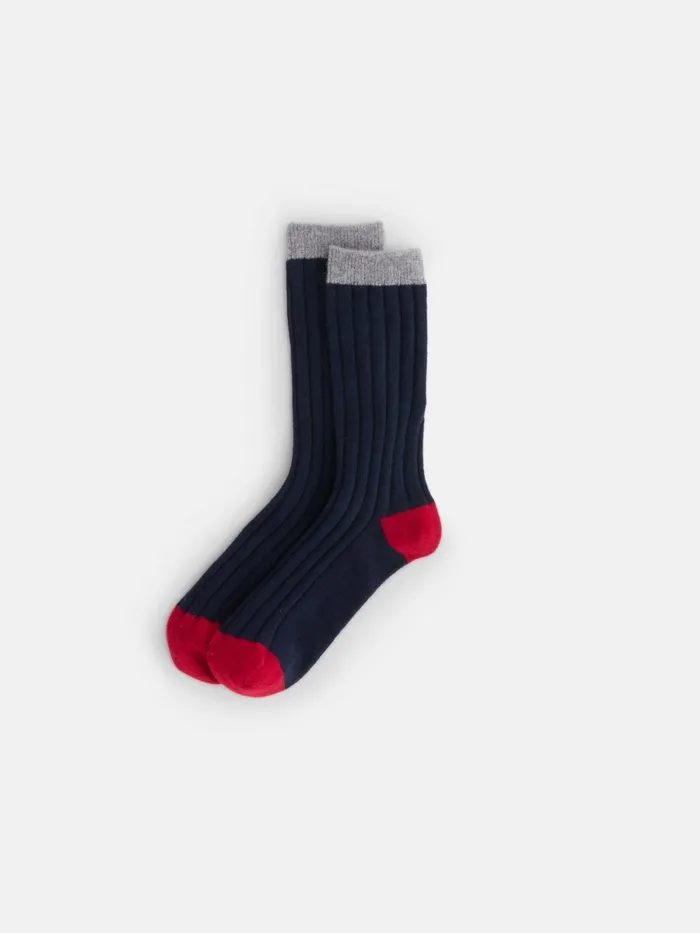 Alex Mill Men Cashmere Socks Navyredheather Grey