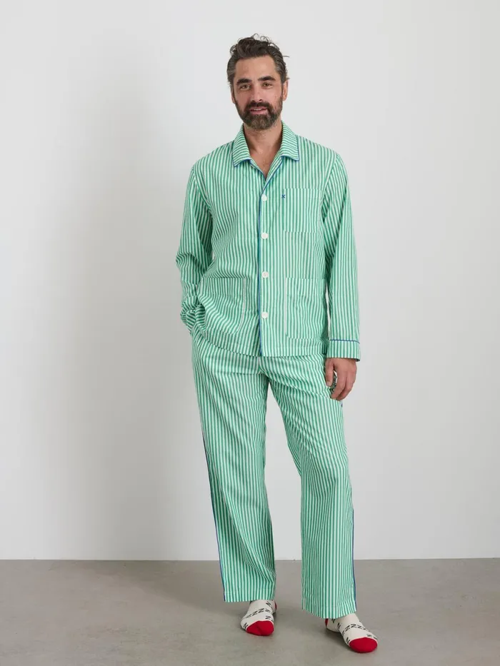 Alex Mill Pajamas Slippers Men P039jimmies Sleep Pant In Stripe Green Stripe