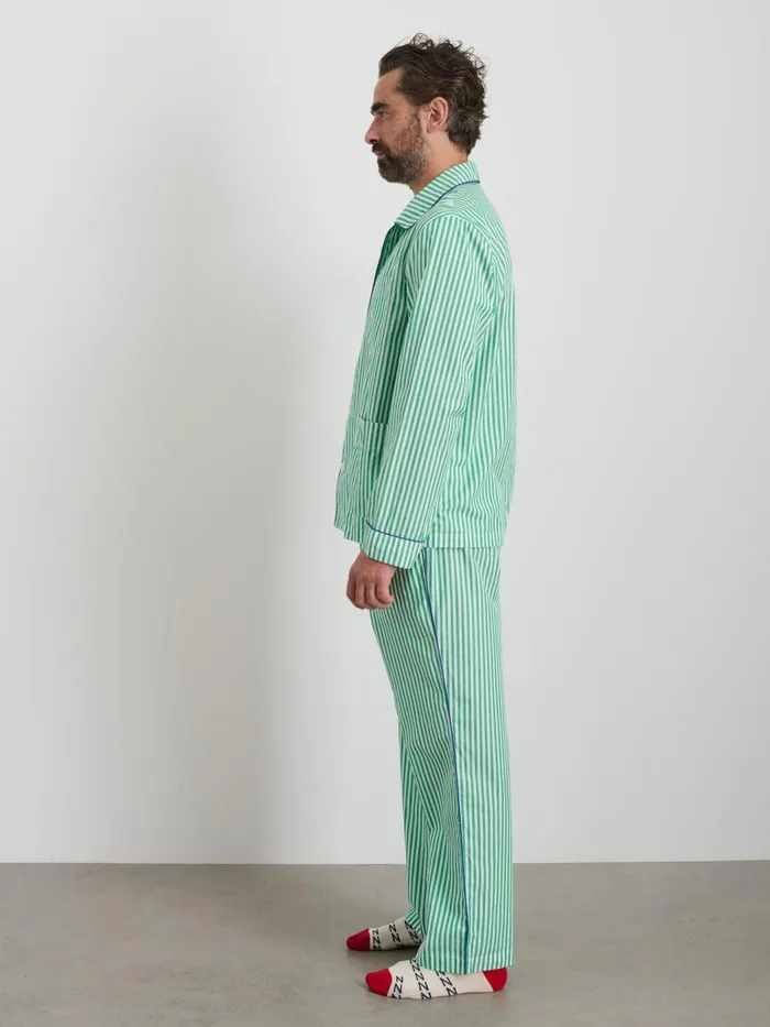Alex Mill Pajamas Slippers Men P039jimmies Sleep Pant In Stripe Green Stripe