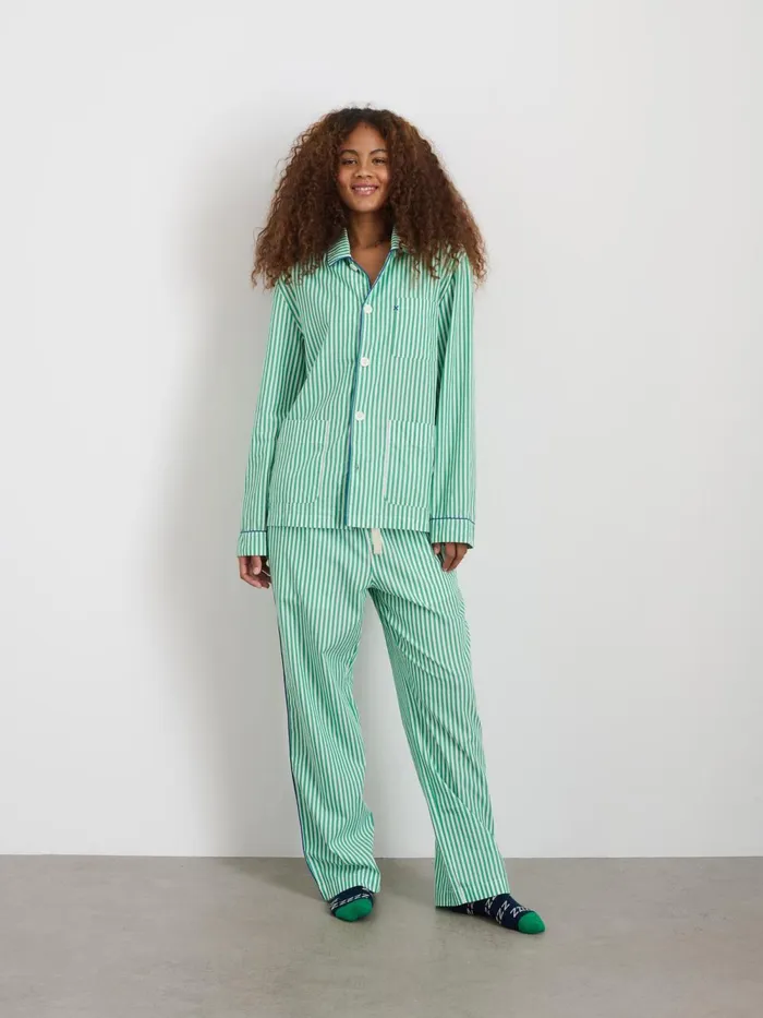 Alex Mill Pajamas Slippers Men P039jimmies Sleep Pant In Stripe Green Stripe