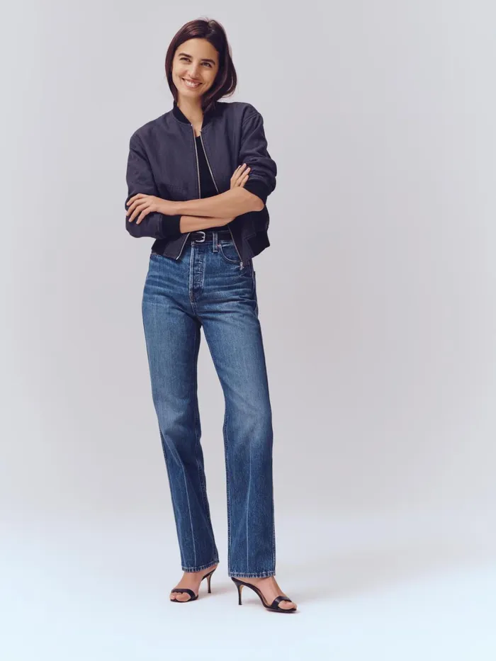 Alex Mill Pants Women Carla High Rise Straight Jean Vintage Dark Indigo