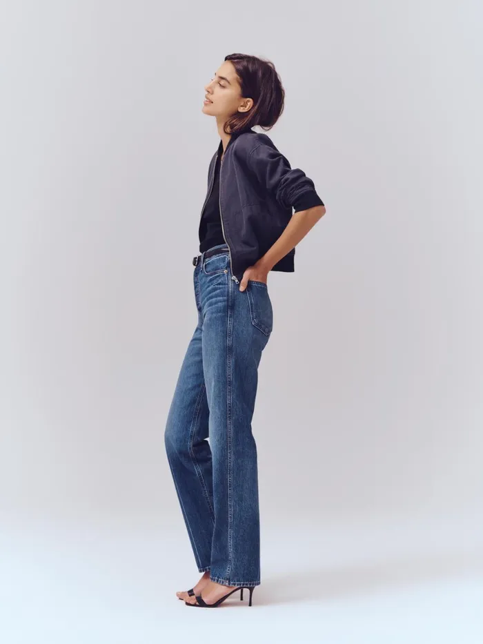 Alex Mill Pants Women Carla High Rise Straight Jean Vintage Dark Indigo