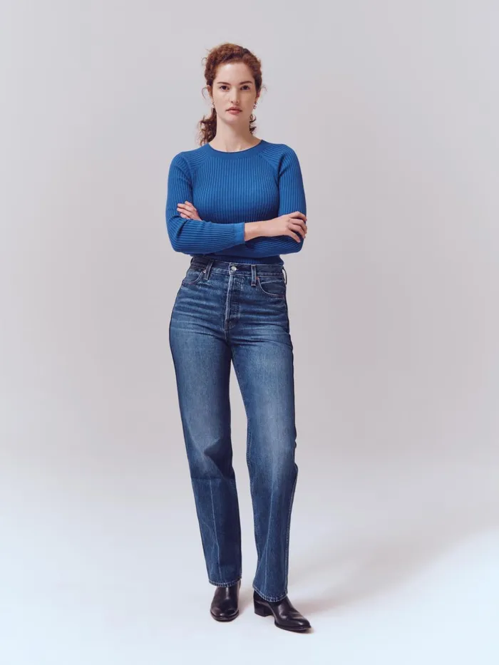 Alex Mill Pants Women Carla High Rise Straight Jean Vintage Dark Indigo
