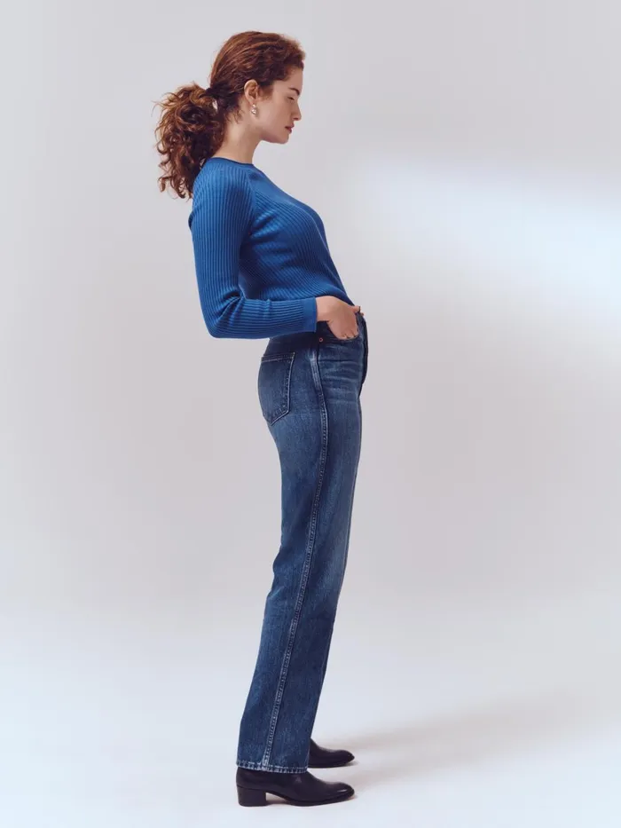 Alex Mill Pants Women Carla High Rise Straight Jean Vintage Dark Indigo