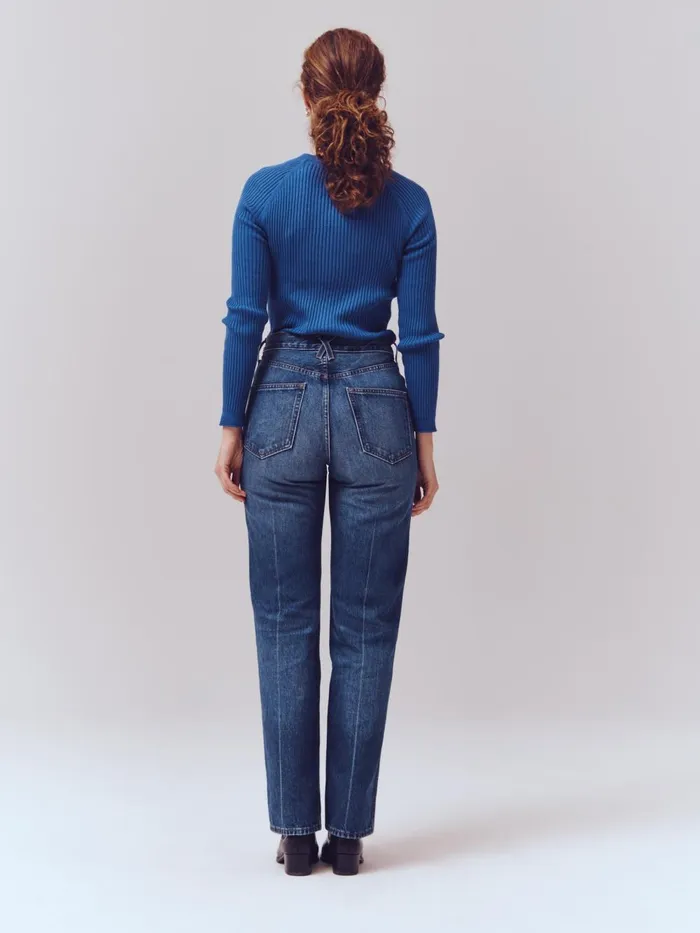 Alex Mill Pants Women Carla High Rise Straight Jean Vintage Dark Indigo