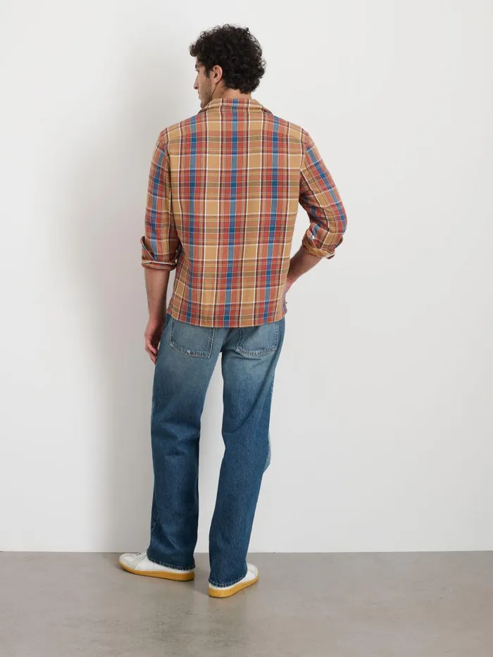 Alex Mill Shirts Men Ethan Shirt In Vintage Wash Flannel Dark Khaki Plaid