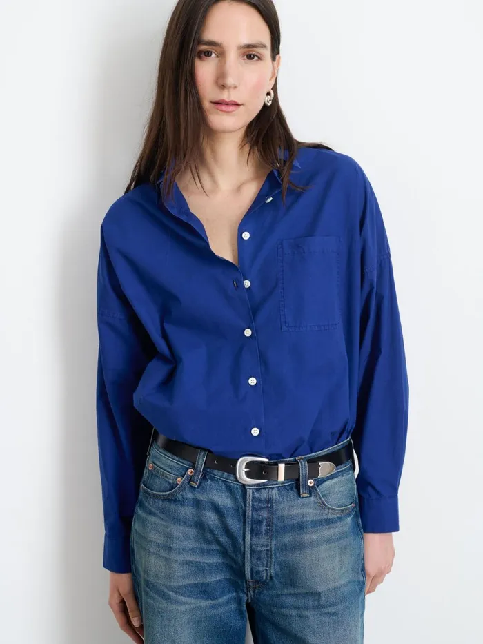 Alex Mill Shirts Tops Women Jo Shirt In Cotton Poplin Cobalt