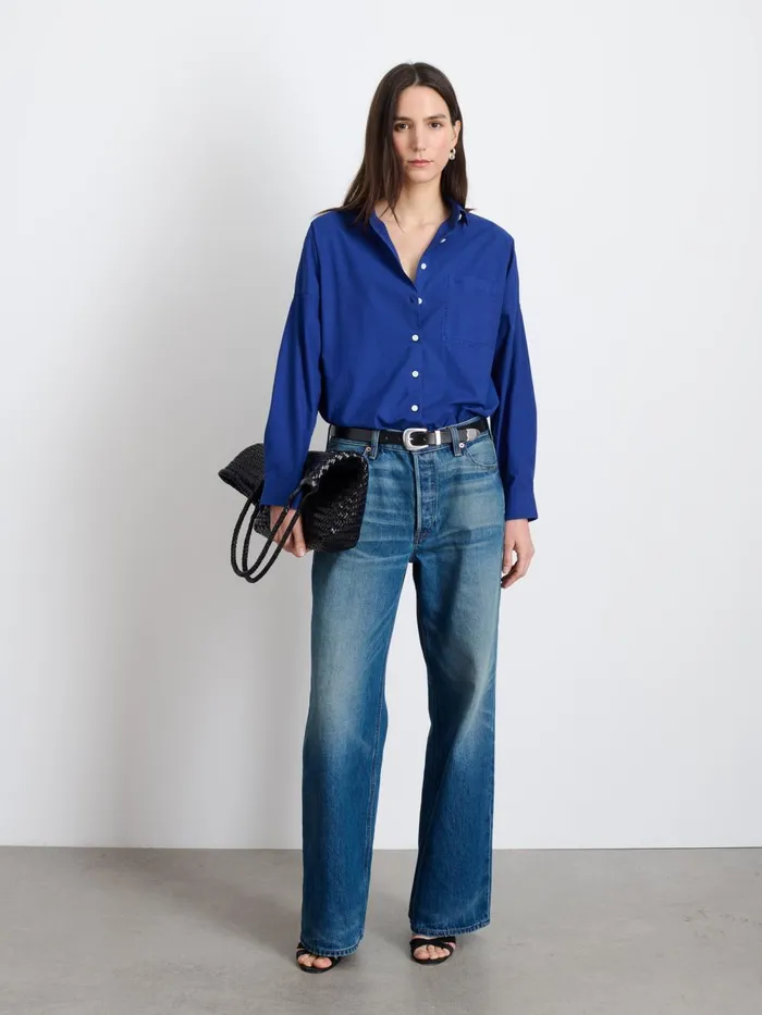 Alex Mill Shirts Tops Women Jo Shirt In Cotton Poplin Cobalt