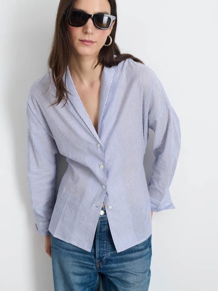 Alex Mill Shirts Tops Women Karlie Shirt In Striped Cotton Voile Navywhite