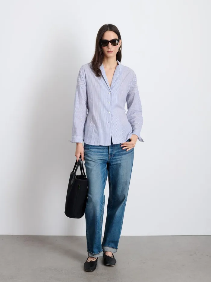Alex Mill Shirts Tops Women Karlie Shirt In Striped Cotton Voile Navywhite