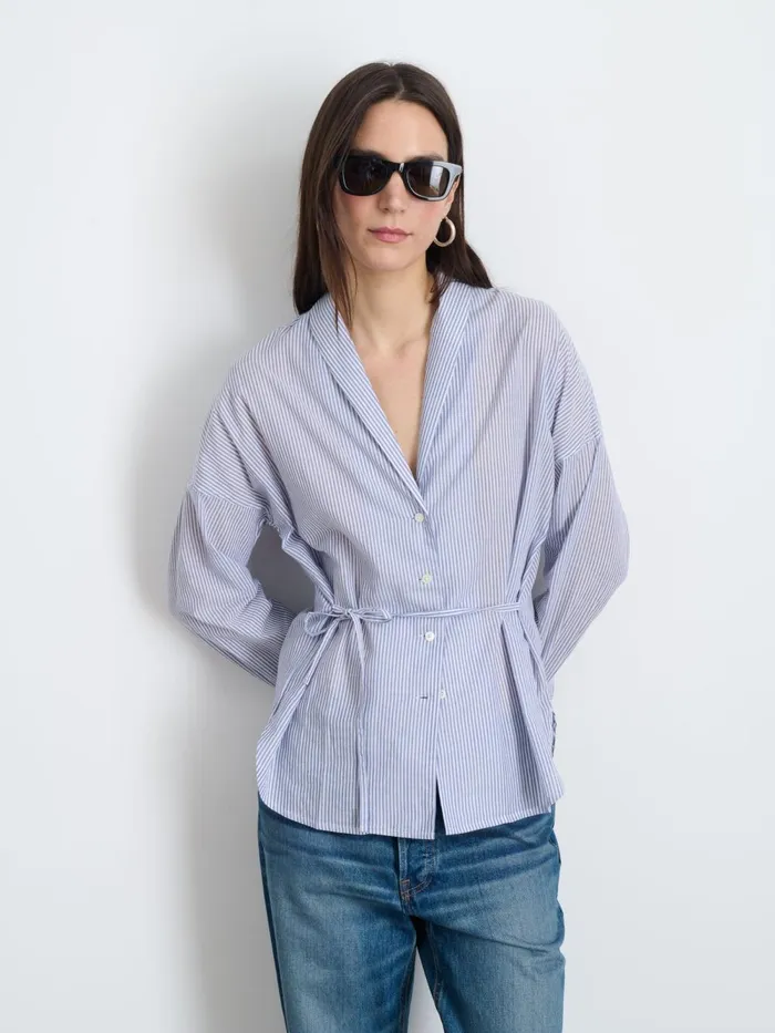 Alex Mill Shirts Tops Women Karlie Shirt In Striped Cotton Voile Navywhite