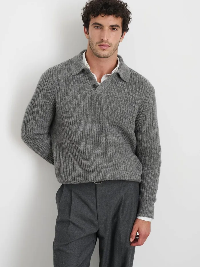Alex Mill Sweaters Sweatshirts Men Carl Polo Sweater In Chunky Wool Alex Mill Sweaters Sweatshirts Men Carl Polo Sweater In Chunky Wool