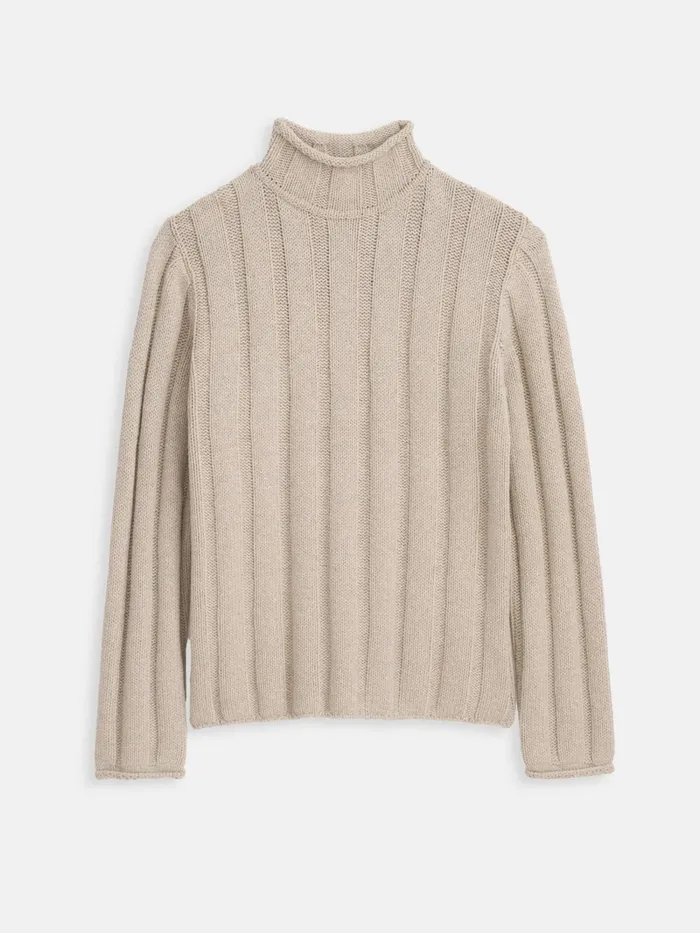 Alex Mill Sweaters Sweatshirts Men Mateo Roll Neck Sweater In Ribbed Wool Cotton Oatmeal
