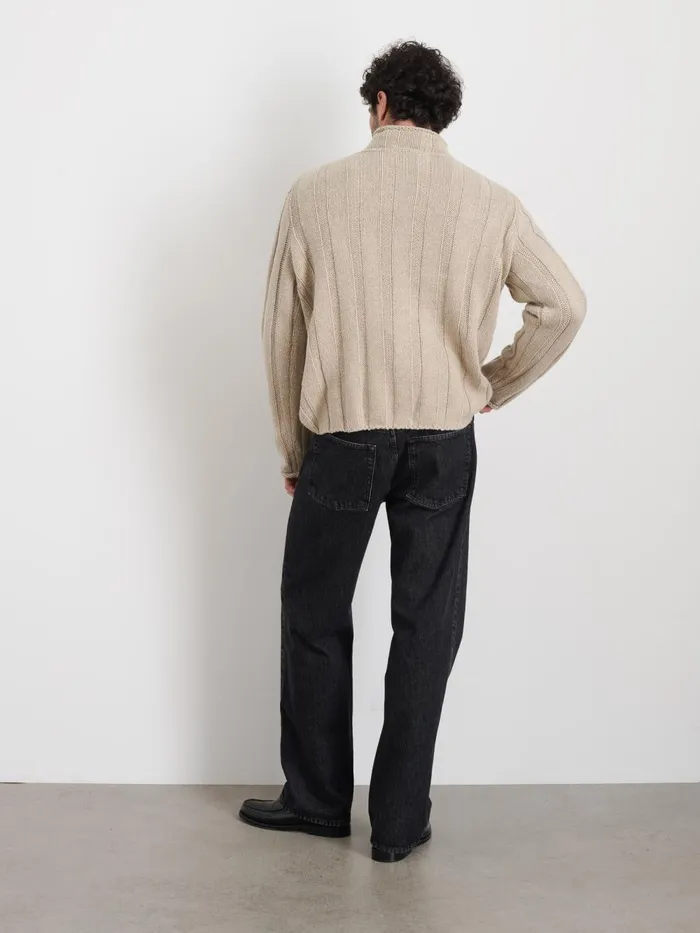 Alex Mill Sweaters Sweatshirts Men Mateo Roll Neck Sweater In Ribbed Wool Cotton Oatmeal