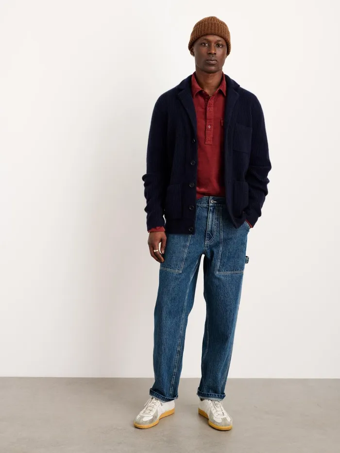 Alex Mill Sweaters Sweatshirts Men Mitchell Cardigan In Washed Cashmere Navy