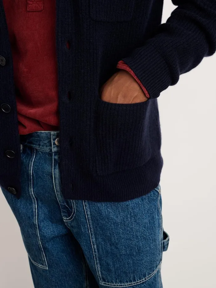 Alex Mill Sweaters Sweatshirts Men Mitchell Cardigan In Washed Cashmere Navy