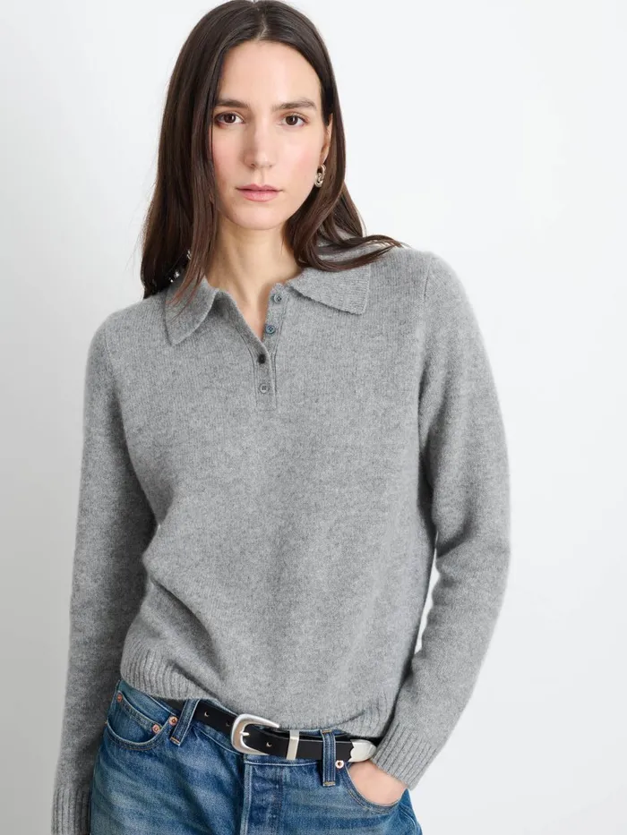Alex Mill Sweaters Women Alice Polo In Cashmere Heather Grey
