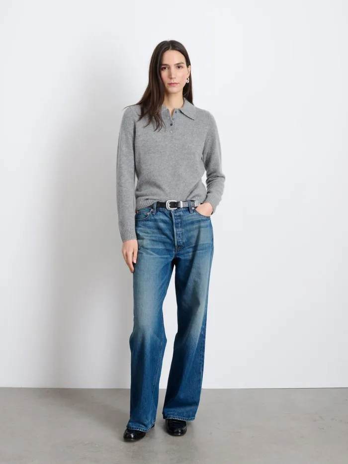 Alex Mill Sweaters Women Alice Polo In Cashmere Heather Grey