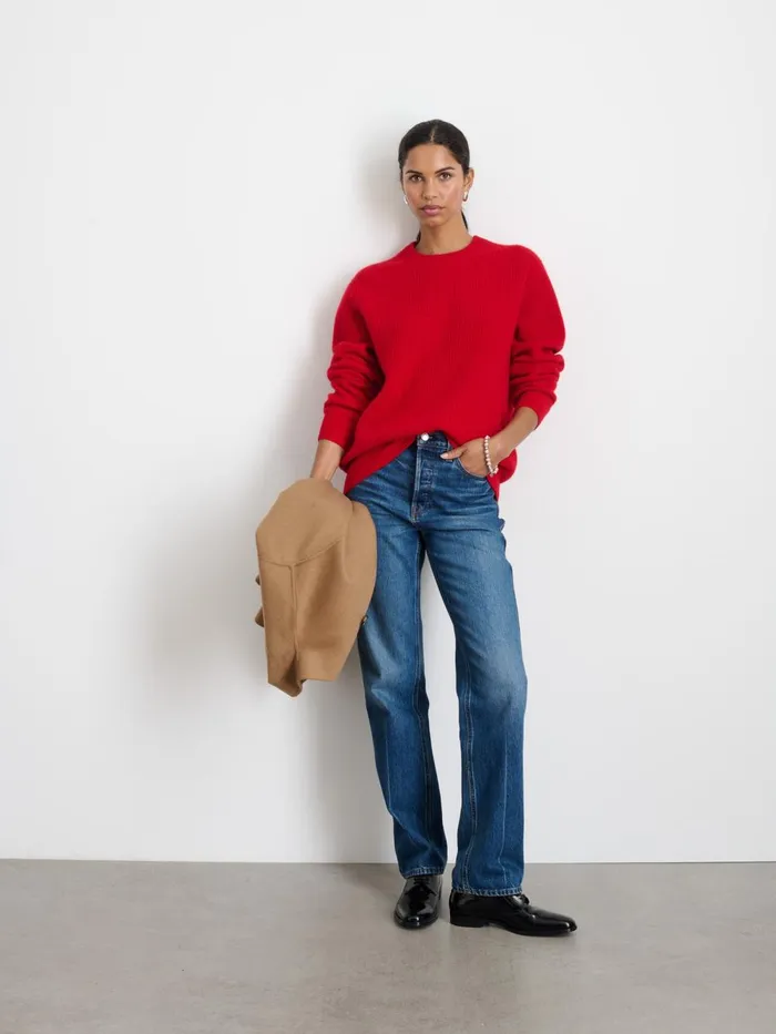 Alex Mill Sweaters Women Jordan Sweater In Washed Cashmere Bright Red