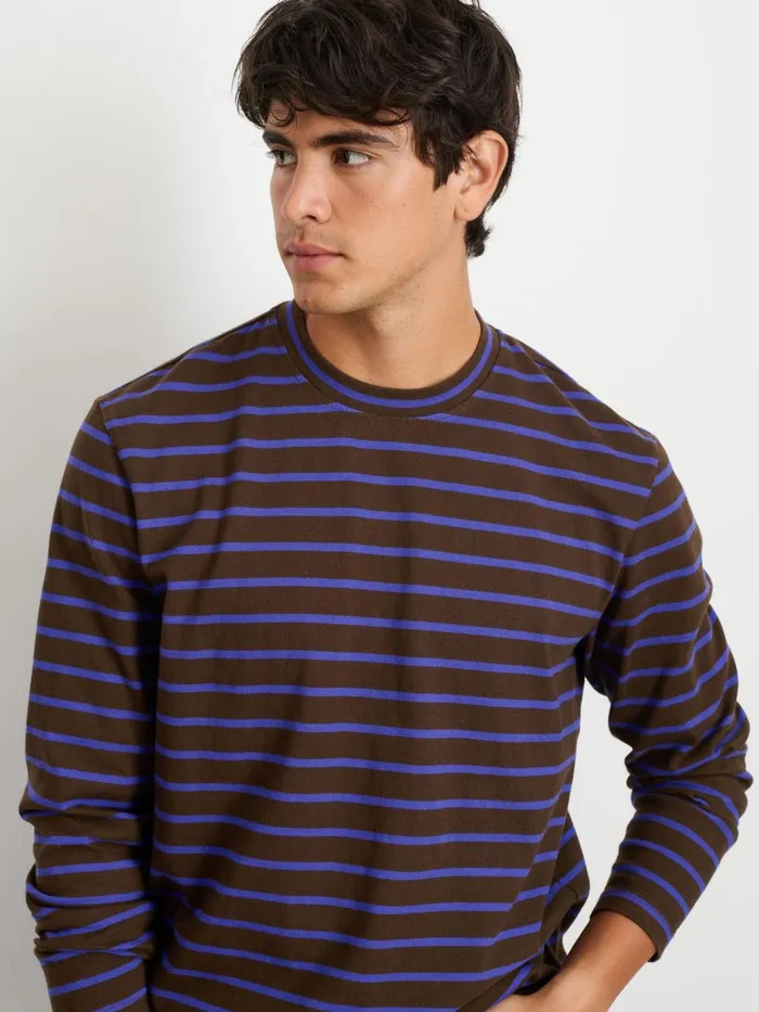 Alex Mill Tees Polos Men Matt LongSleeve Tee In Stripe Espressopurple
