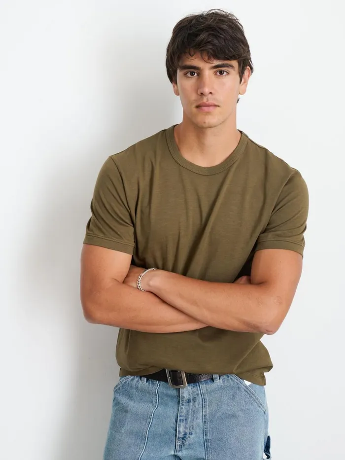 Alex Mill Tees Polos Men Standard TShirt In Slub Cotton Faded Deep Olive