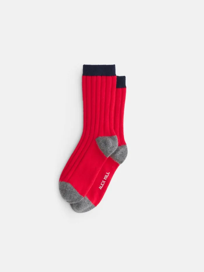 Alex Mill Women Cashmere Socks Redheather Greynavy