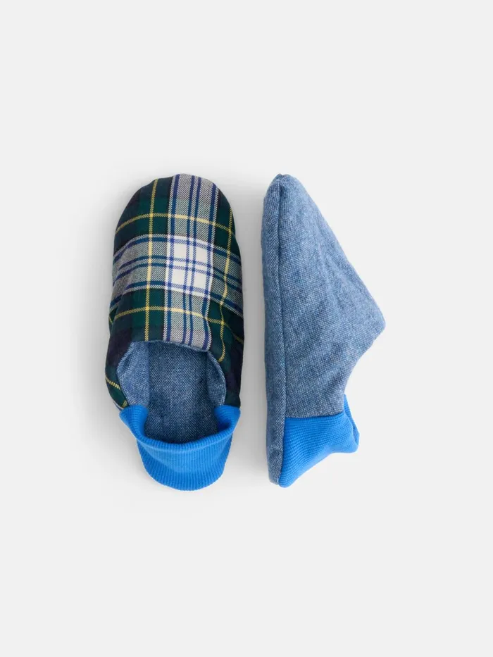 Alex Mill Women Wool Plaid House Shoes Blue