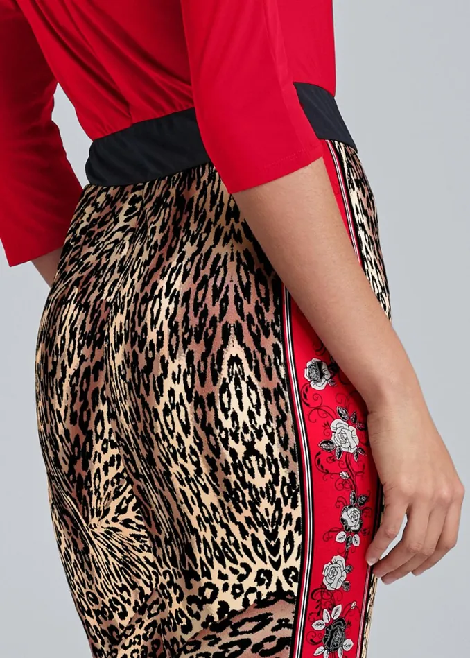 ANIMAL PRINT TWOFER DRESS Red Multi Women VENUS Short Dresses