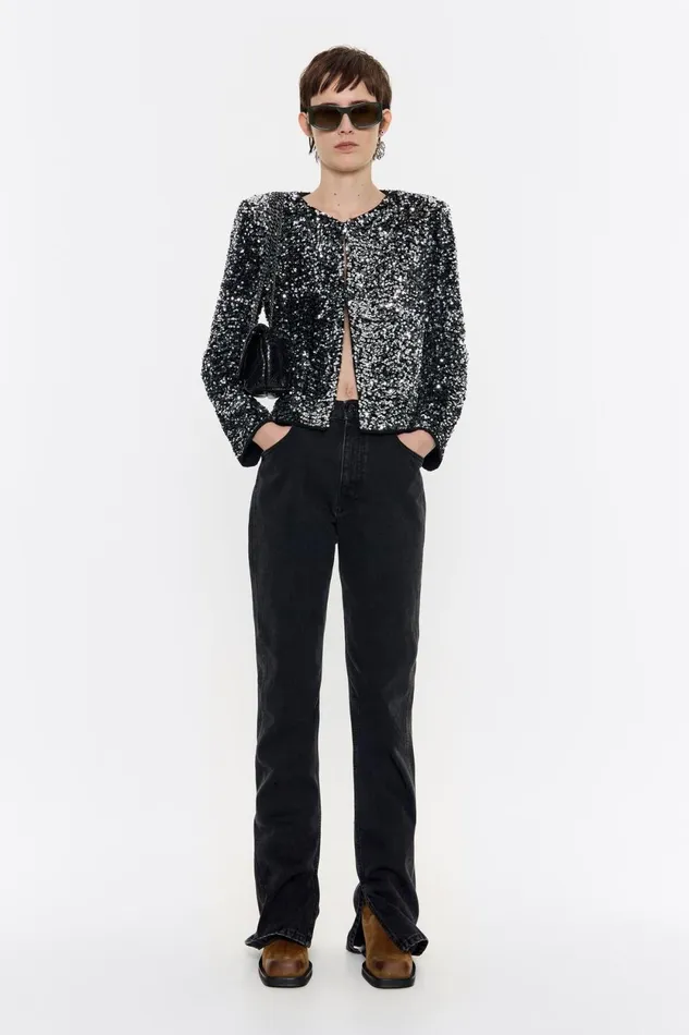 Anthracite Sequin Cropped Jacket Anthracite Women Bimba Y Lola Party
